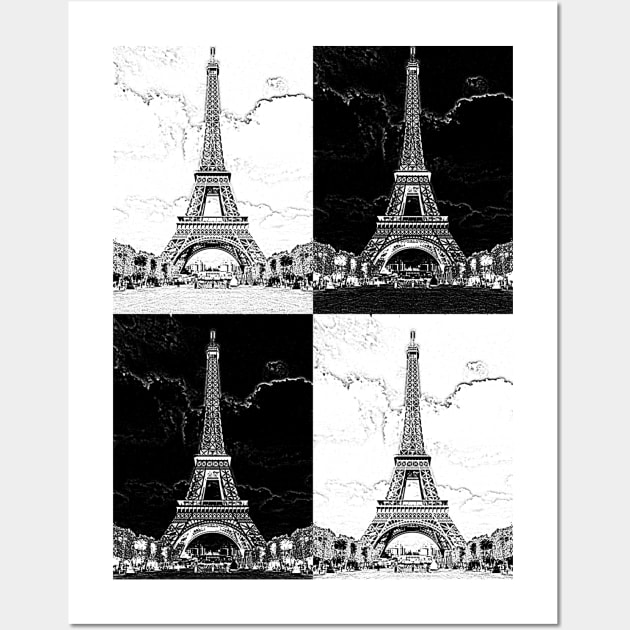 Eiffel Tower, Paris - Black and White Art Poster Wall Art by DesignWood Atelier